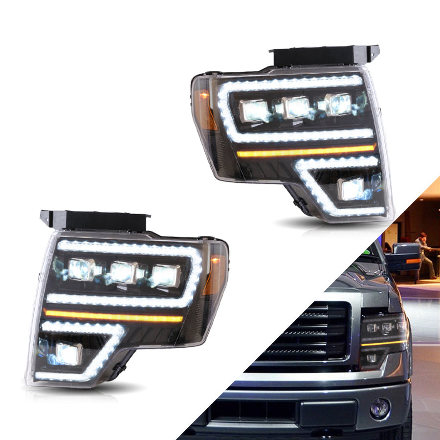 Buy Now Vland Carlamp Projector LED Headlights For Ford F150 2009-2014 with Dynamic DRL and upgrade car parts from SIR Tuning at the Best Price. Headlights, Tail lights, Bodykits, Navigations, Headlights and more - Fast & Free Shipping within Europe, US & Worldwide.