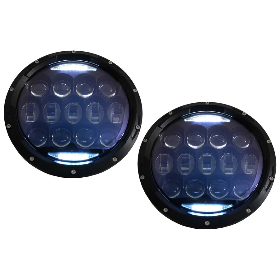 7 Inch CREE LED Headlights Amber Halo DRL suitable for Jeep Wrangler TJ & JK (1997-2018) – product image 1