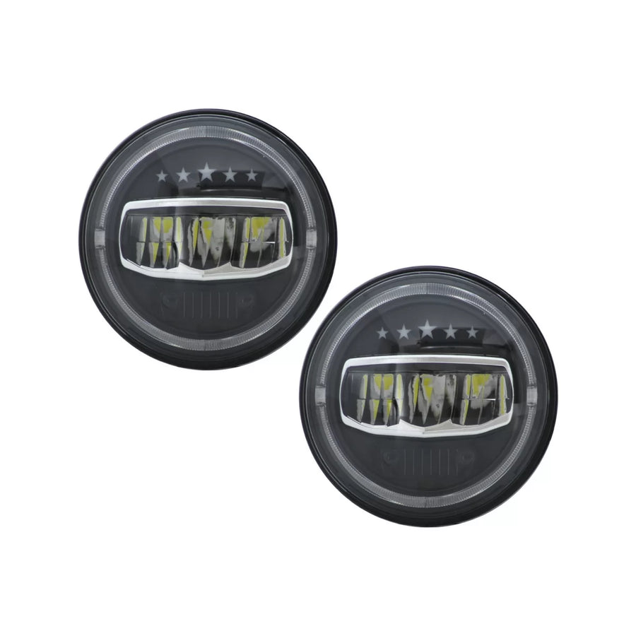 7 Inch CREE LED Headlights Angel Eye Halo DRL suitable for Jeep Wrangler JK TJ LJ JL (1997-2017) 5 Stars Design – product ima