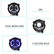 Vland Jeep Wrangler 2018-UP Full LED Dual Beam Projector Headlights With Blue DRL