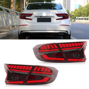 Vland Carlamp Tail Lights for Honda Accord 10th 2018-up w/sequential indicators Red Lens