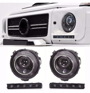 Headlights for MERCEDES-BENZ G-Class W463 Black BI xenon + Black LED DRL HELLA B-style