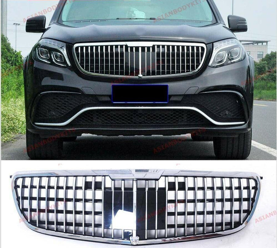 Buy Now CONVERSION MERCEDES BENZ GLS X166 MAYBACH STYLE CHROME FRONT GRILLE for MERCEDES BENZ GLS X166 2015 - 2019 and upgrade car parts from SIR Tuning at the Best Price. Headlights, Tail lights, Bodykits, Navigations, body kit and more - Fast & Free Shipping within Europe, US & Worldwide.