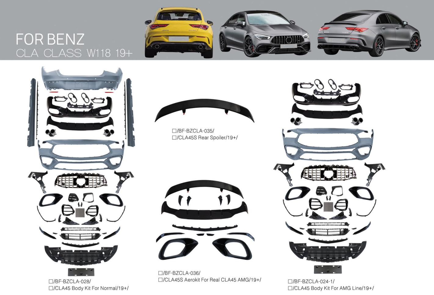 CLA 45 BODY KIT for MERCEDES-BENZ CLA W118 2019+