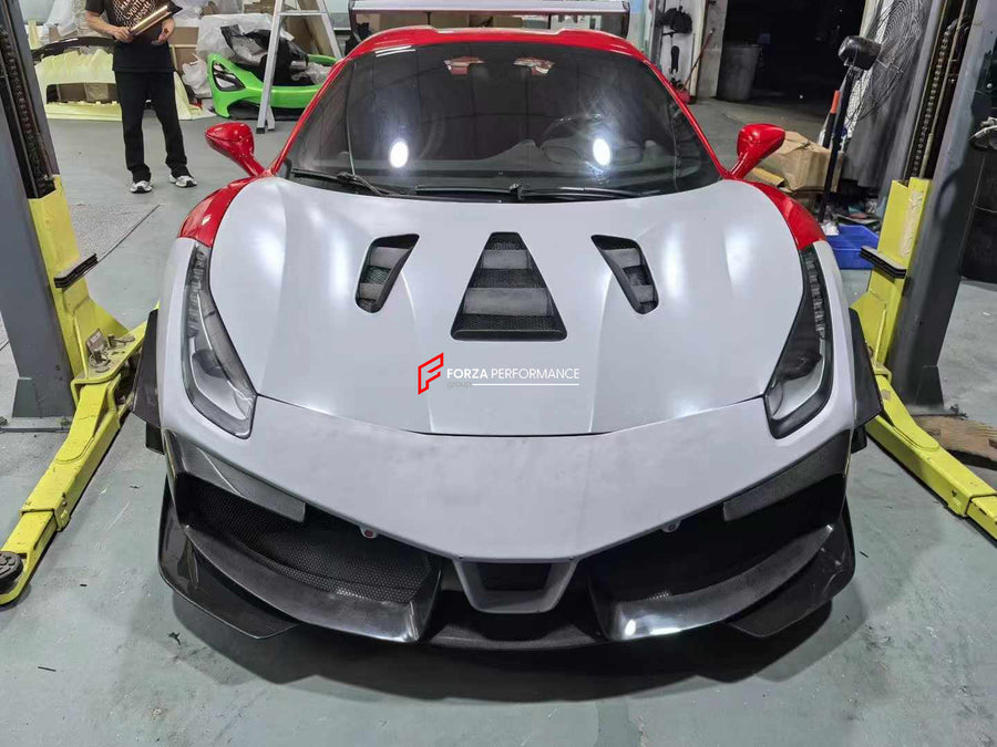 Buy Now CONVERSION UPGRADE DRY CARBON BODY KIT for FERRARI 488 2015 - 2020 UPGRADE to 488 CHALLENGE EVO FACELIFT and upgrade car parts from SIR Tuning at the Best Price. Headlights, Tail lights, Bodykits, Navigations, Carbon body kit and more - Fast & Free Shipping within Europe, US & Worldwide.