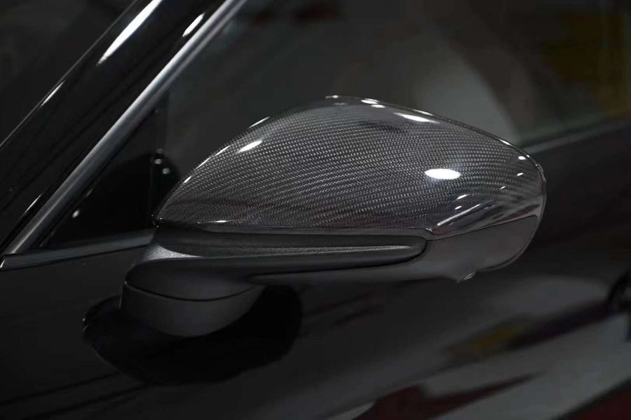 Buy Now Carbon Fiber Side Mirror Covers for Porsche Taycan J1 and upgrade car parts from SIR Tuning at the Best Price. Headlights, Tail lights, Bodykits, Navigations, Carbon body kit and more - Fast & Free Shipping within Europe, US & Worldwide.