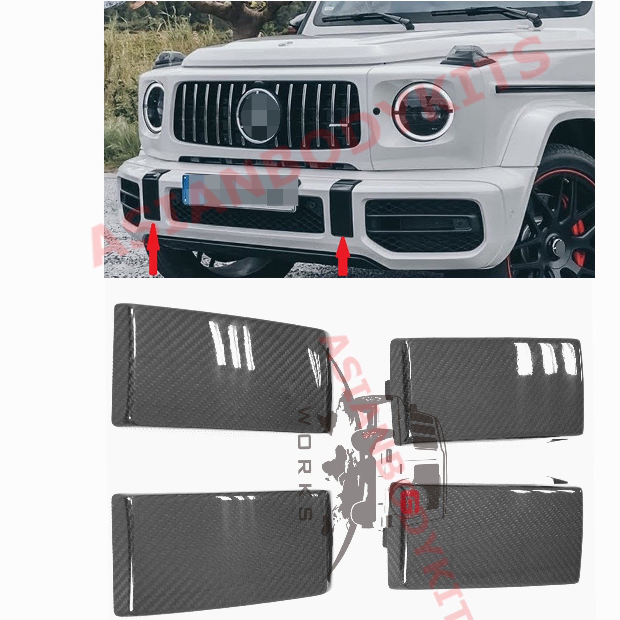 CARBON TRIM BUMPER COVERS for MERCEDES BENZ AMG G63 W463A W464 2018+