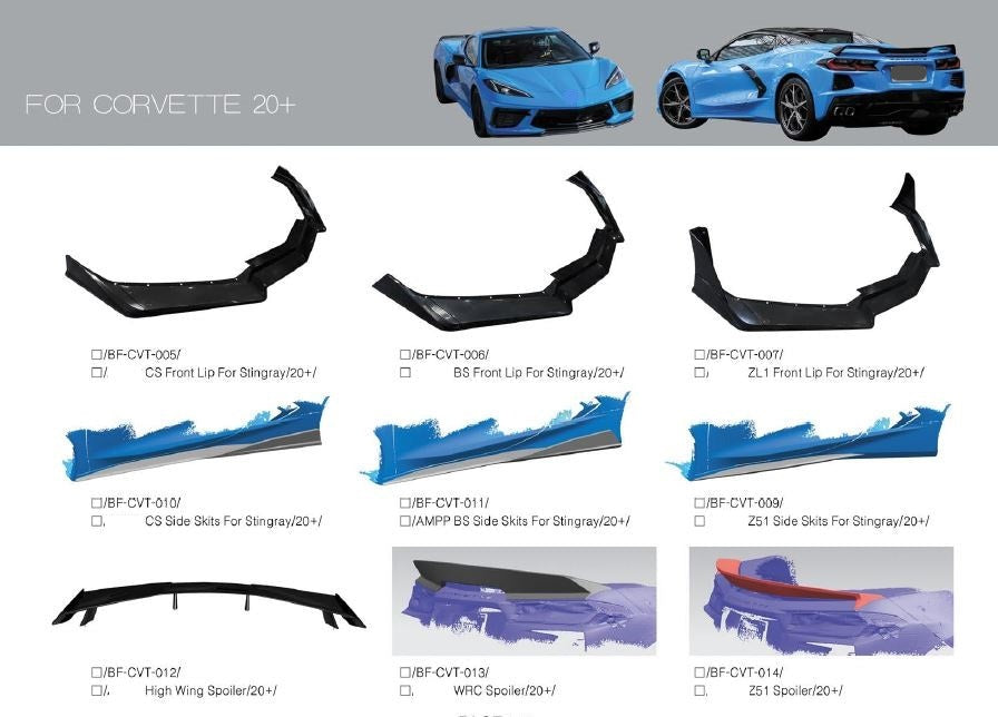 BODY KIT for CHEVROLET CORVETTE C7 STINGRAY 2014 - 2019