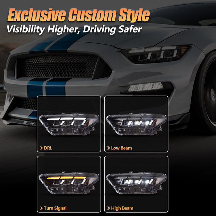 VLAND LED Headlights For Ford Mustang 2015-2017 (S550 Pre-Facelift)