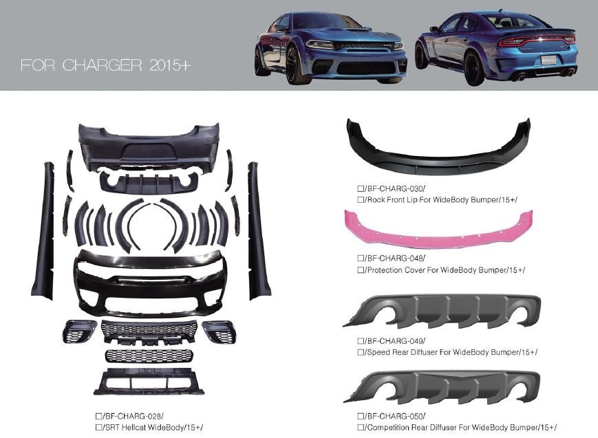 Buy Now BODY KIT for DODGE CHARGER VII FACELIFT 2015 - 2024 SRT and upgrade car parts from SIR Tuning at the Best Price. Headlights, Tail lights, Bodykits, Navigations, body kit and more - Fast & Free Shipping within Europe, US & Worldwide.