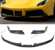 DRY CARBON FIBER FRONT LIP SPLITTERS for FERRARI 488 GTB SPIDER 2015 - 2020