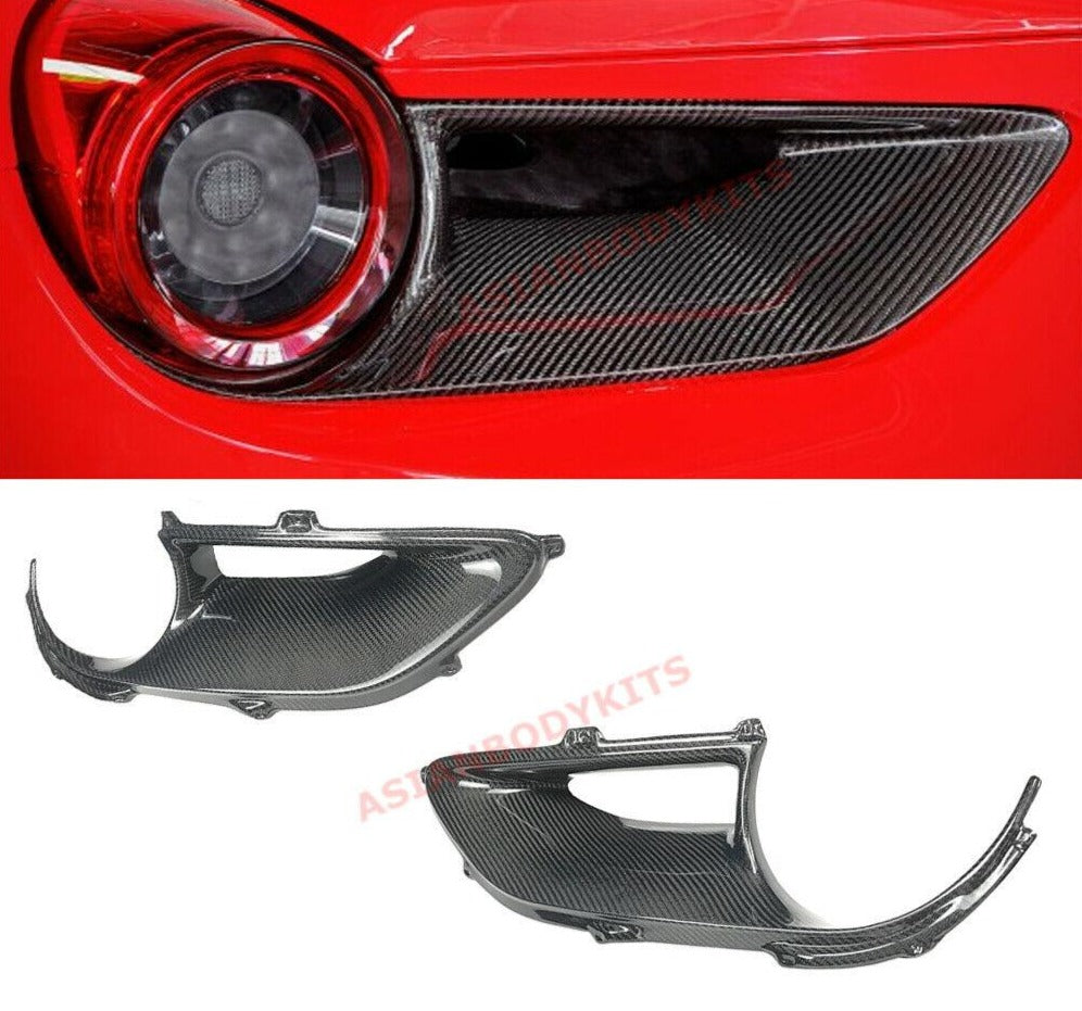 DRY CARBON FIBER REAR TAIL LIGHT COVERS for FERRARI 488 F142M GTB SPIDER 2015 - 2020