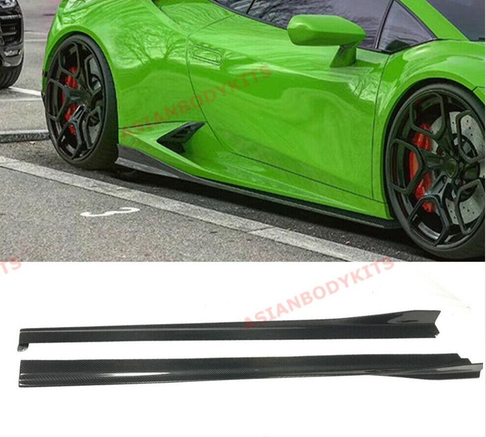 DRY CARBON FIBER SIDE SKIRTS ADD ONS for LAMBORGHINI HURACAN LP580 2017 - 2020