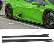 DRY CARBON FIBER SIDE SKIRTS ADD ONS for LAMBORGHINI HURACAN LP580 2017 - 2020