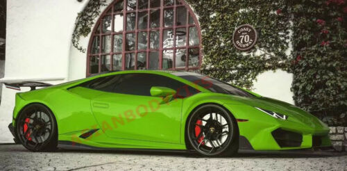 DRY CARBON FIBER SIDE SKIRTS ADD ONS for LAMBORGHINI HURACAN LP580 2017 - 2020