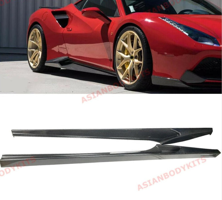 Buy Now DRY CARBON FIBER SIDE SKIRTS for FERRARI 488 F142M GTB SPIDER 2015 - 2020 and upgrade car parts from SIR Tuning at the Best Price. Headlights, Tail lights, Bodykits, Navigations, body kit and more - Fast & Free Shipping within Europe, US & Worldwide.