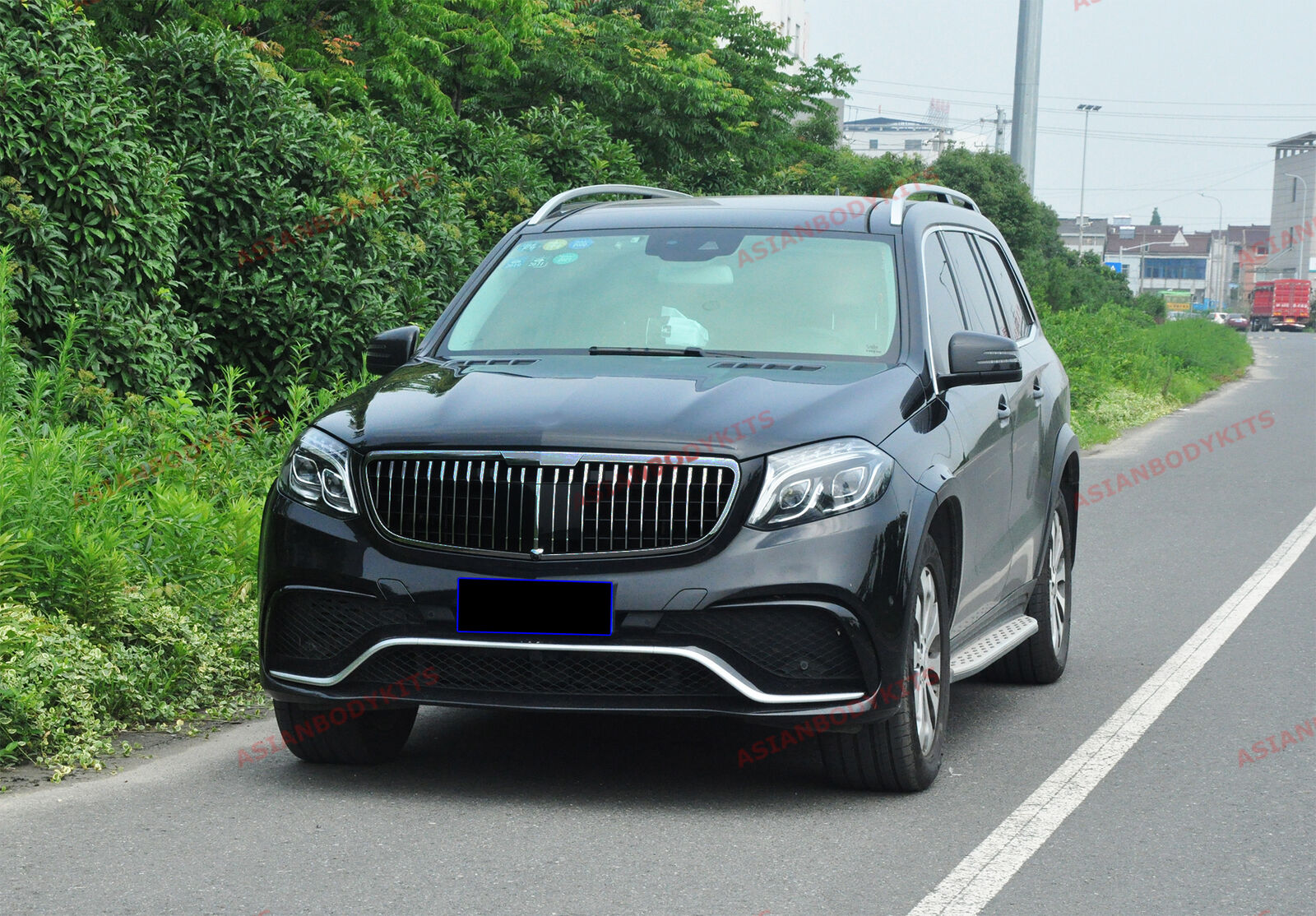 MAYBACH STYLE BLACK FRONT GRILLE for MERCEDES BENZ GLS X166 2015 - 2019