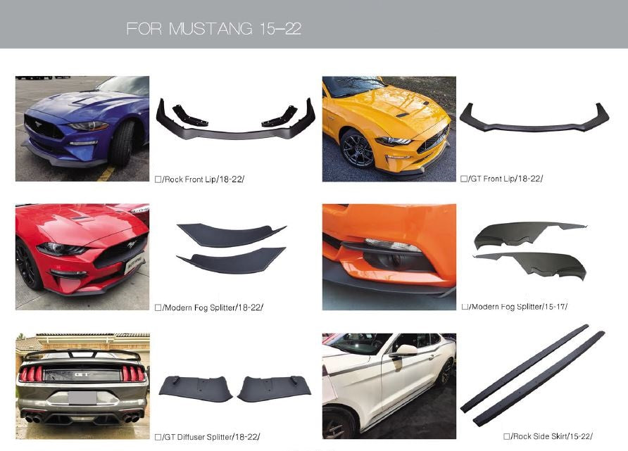 Front and Rear parts for Ford Mustang  2015 - 2022