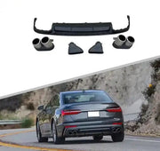 REAR DIFFUSER WITH EXHAUST TIPS for AUDI A6 C8 SALOON 2018 - 2023 | S6 STYLE