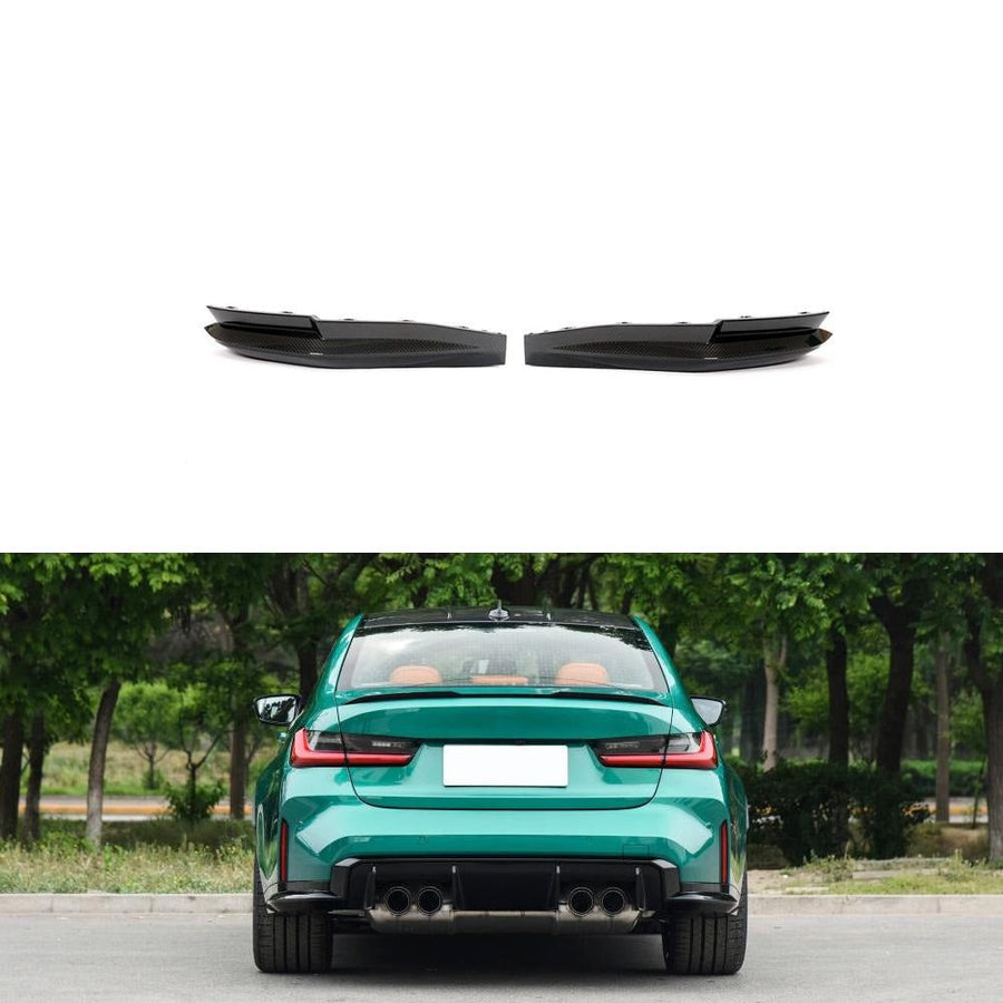 Buy Now PAIR OF DRY CARBON FIBER REAR BUMPER SPLITTERS FOR BMW M3 G80 2021+ and upgrade car parts from SIR Tuning at the Best Price. Headlights, Tail lights, Bodykits, Navigations, body kit and more - Fast & Free Shipping within Europe, US & Worldwide.