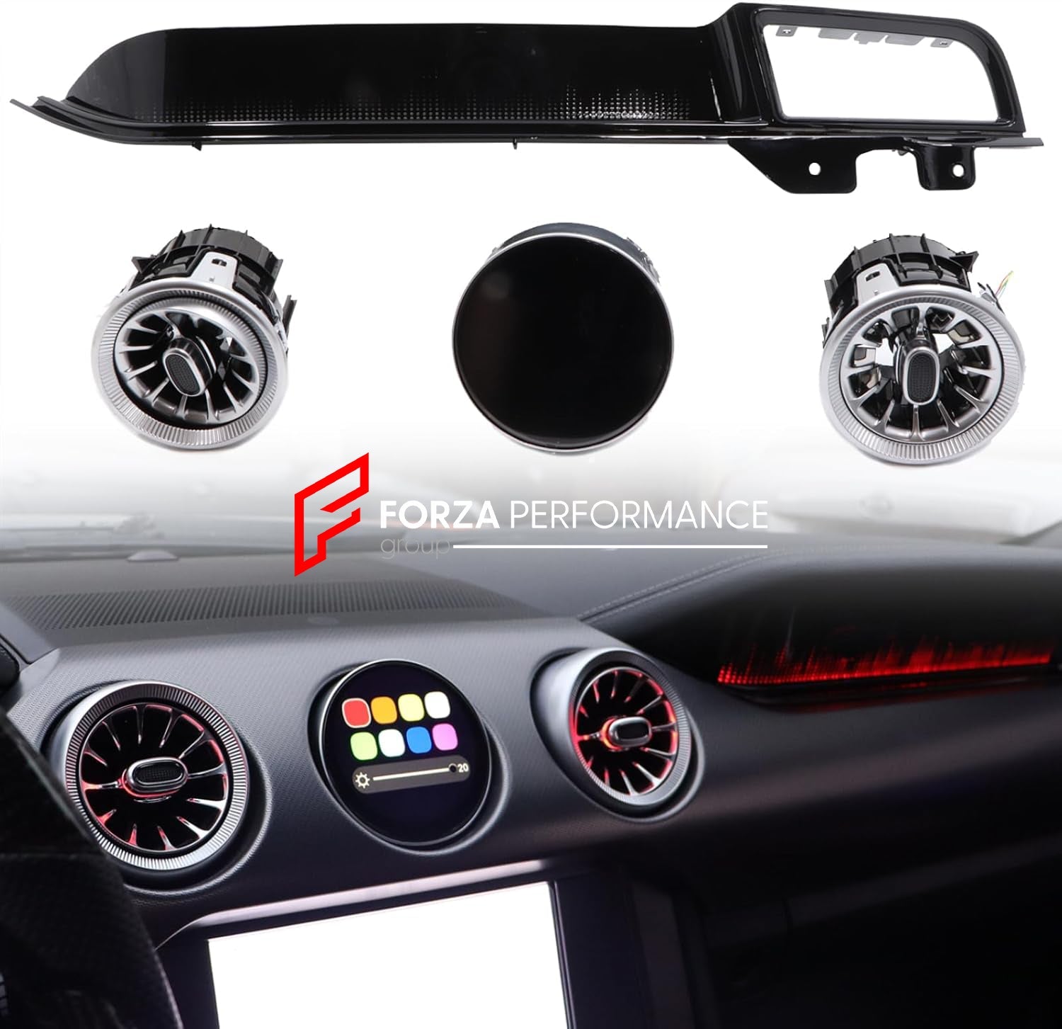 INTERIOR AMBIENT RGB LIGHTS WITH AIR VENTS AND LCD TOUCH SCREEN for FORD MUSTANG VI S550 2015 - 2023