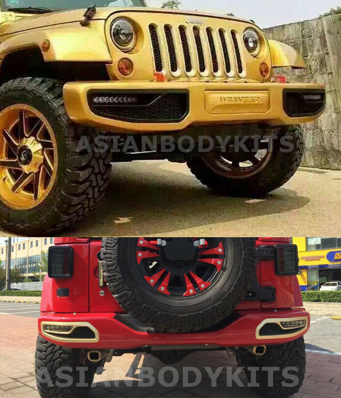 Buy Now FRONT & REAR BUMPERS with LED for Jeep Wrangler (JK) 2007-17 | 10th Anniversary style and upgrade car parts from SIR Tuning at the Best Price. Headlights, Tail lights, Bodykits, Navigations, body kit and more - Fast & Free Shipping within Europe, US & Worldwide.