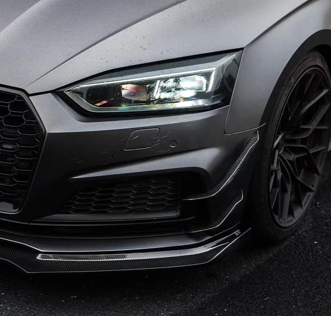 KARBEL CARBON DRY CARBON FIBER FRONT BUMPER CANARDS FOR AUDI S5 & A5 S LINE 2017-2019 B9