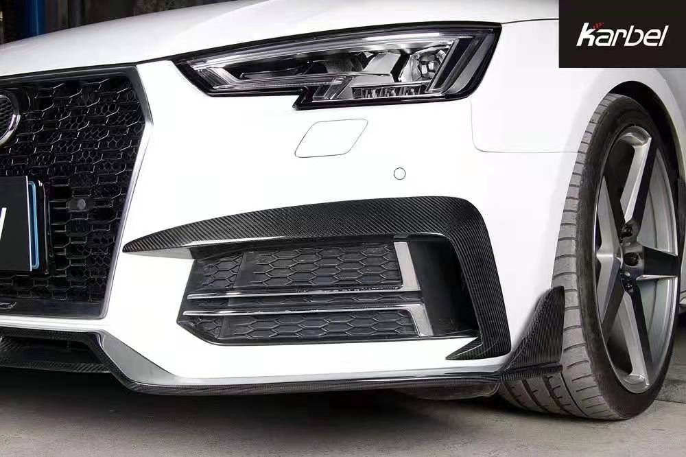 KARBEL CARBON DRY CARBON FIBER FRONT BUMPER UPPER VALENCES FOR AUDI S4 & A4 S LINE 2017-2018 B9