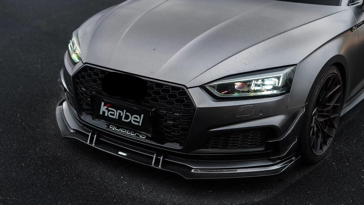 KARBEL CARBON DRY CARBON FIBER FRONT LIP VER.1 FOR AUDI S5 & A5 S LINE 2017-2019 B9