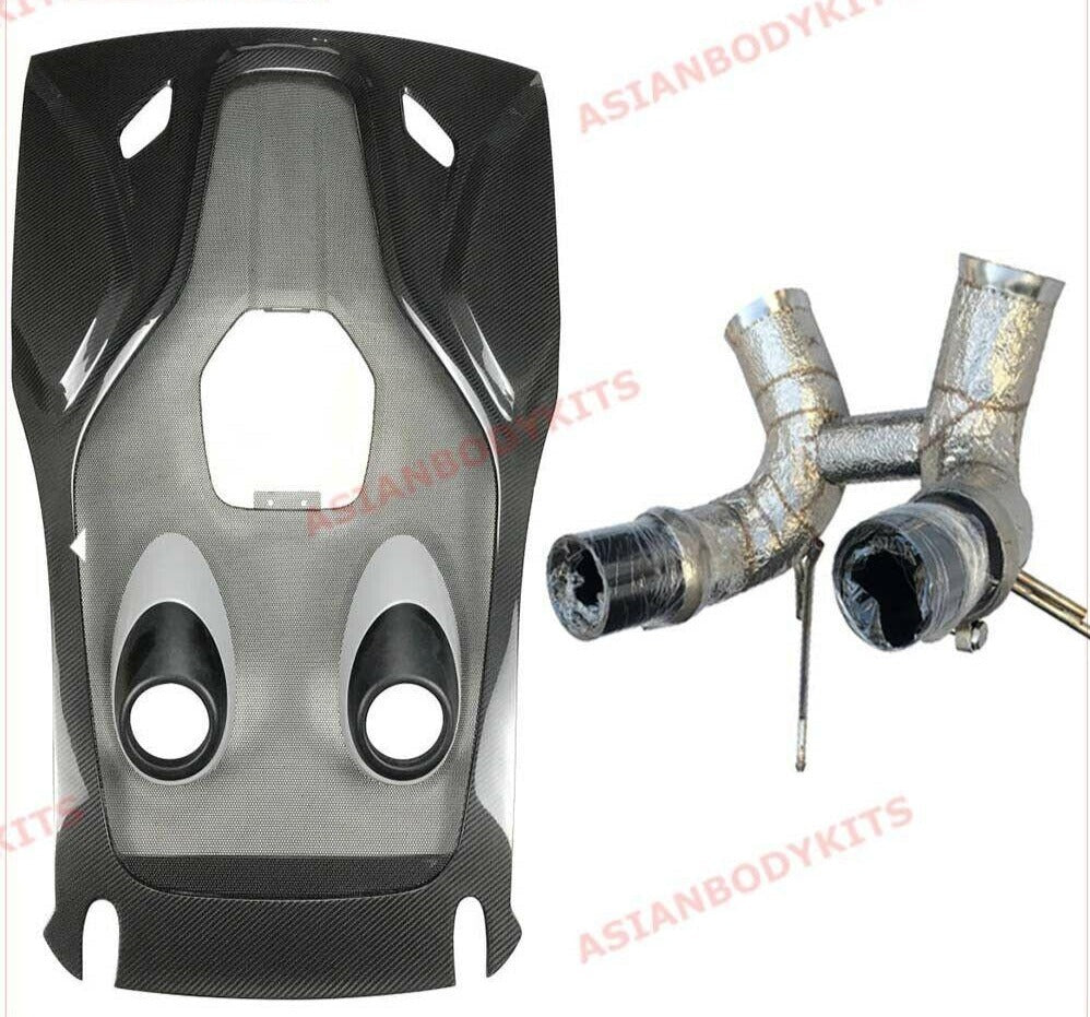 DRY CARBON FIBER ENGINE COVER WITH EXHAUST 600LT STYLE for MCLAREN 540C 570GT 570S SPORTS SERIES P13 2015 - 2020