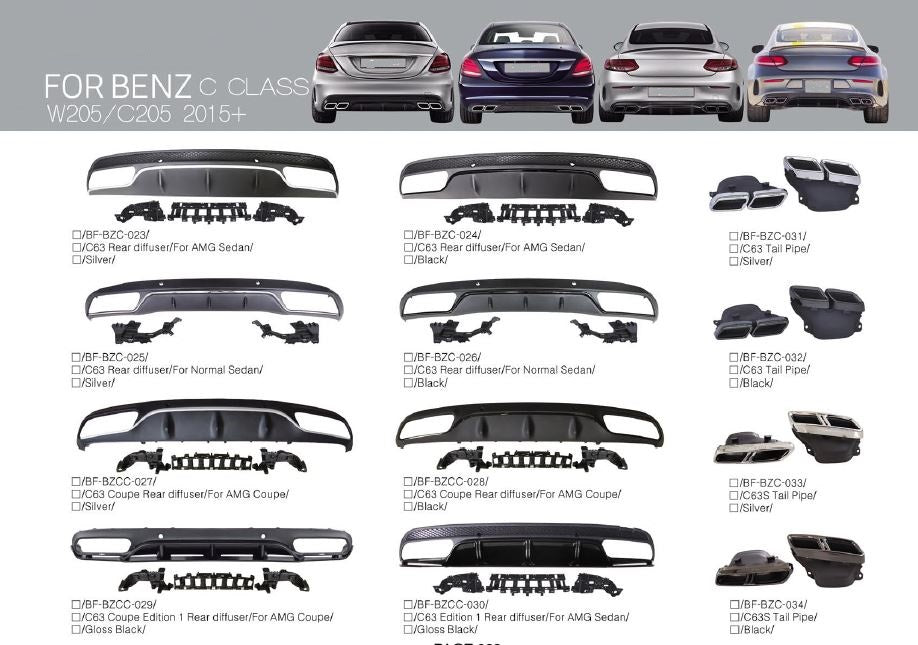 PARTS for MERCEDES BENZ C CLASS W205 2015 - 2021 C63 AMG Style