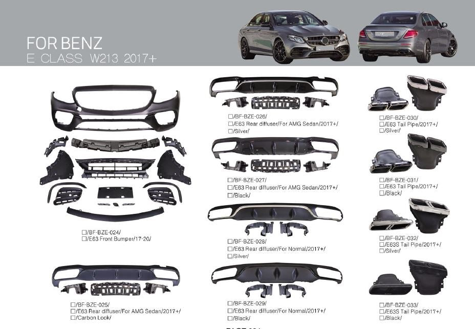 CONVERSION BODY KIT for MERCEDES-BENZ E-CLASS W213 2017+ to E63 AMG