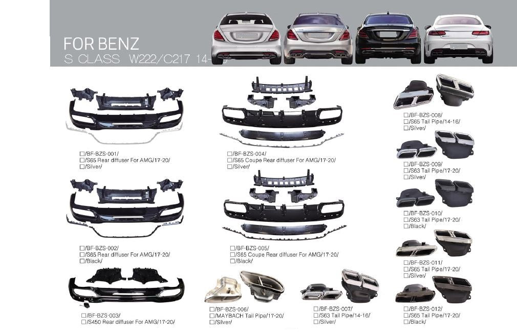 BODY KIT for MERCEDES BENZ S CLASS W222 2014 - 2020