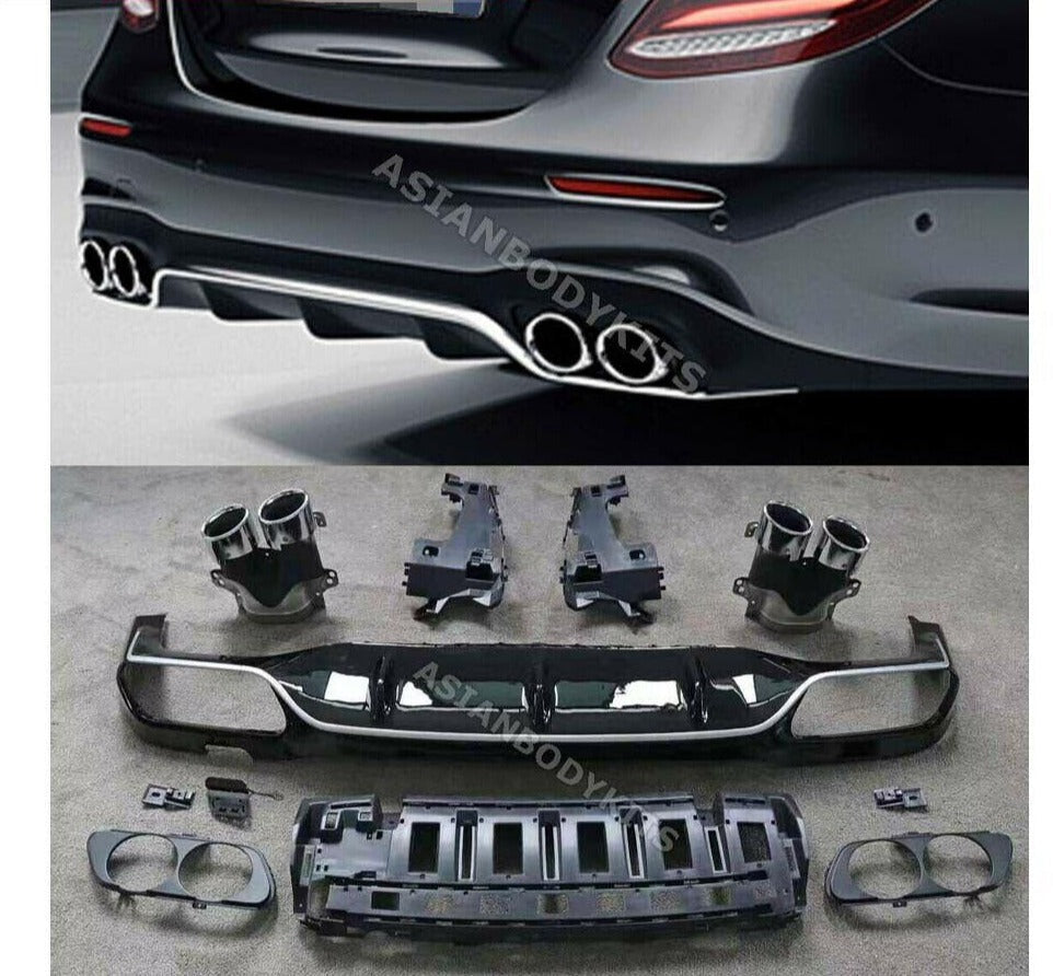 Buy Now REAR DIFFUSER WITH EXHAUST TIPS E53 AMG STYLE for MERCEDES BENZ E CLASS W213 E300 E350 E400 AMG SPORT SEDAN 2016 - 2020 and upgrade car parts from SIR Tuning at the Best Price. Headlights, Tail lights, Bodykits, Navigations, body kit and more - Fast & Free Shipping within Europe, US & Worldwide.