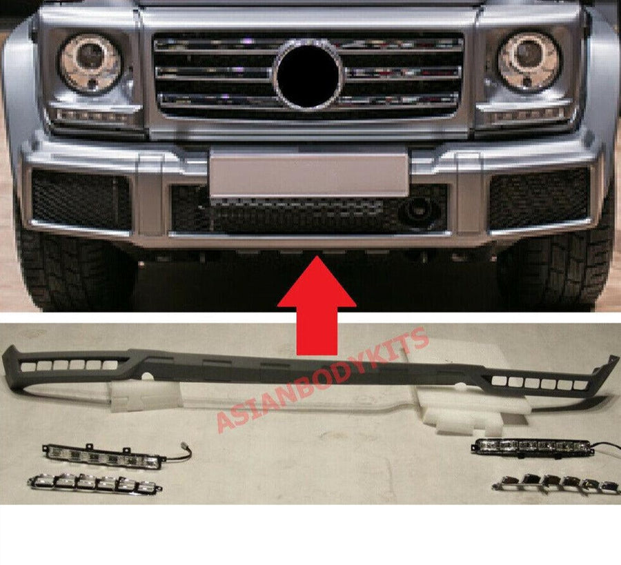 Buy Now for Mercedes Benz W463 G class G500 G350 FRONT LIP with LED DRL 2015+ and upgrade car parts from SIR Tuning at the Best Price. Headlights, Tail lights, Bodykits, Navigations, Carbon body kit and more - Fast & Free Shipping within Europe, US & Worldwide.