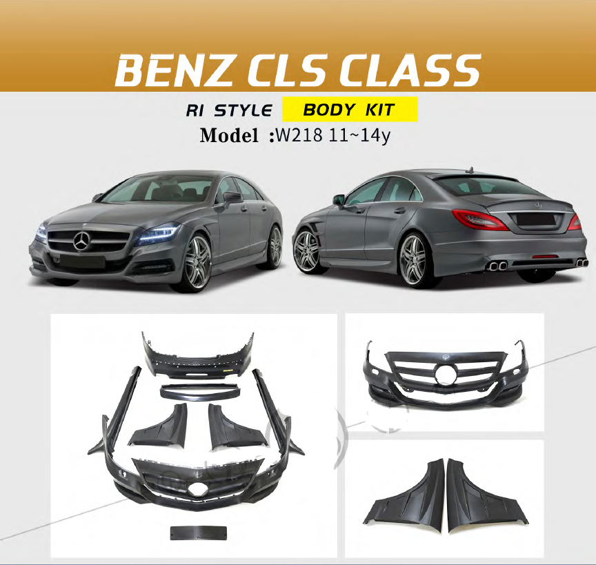 Buy Now Body Kit for Mercedes Benz W218 CLS-Class 2011 - 2014 | RI Style and upgrade car parts from SIR Tuning at the Best Price. Headlights, Tail lights, Bodykits, Navigations, body kit and more - Fast & Free Shipping within Europe, US & Worldwide.