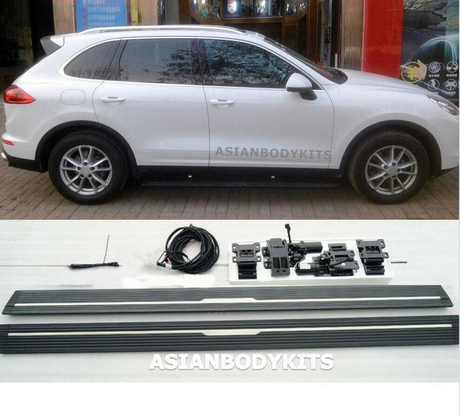 Buy Now for Porsche Cayenne 11-17 958 SIDE STEP ELECTRIC Deployable running boards and upgrade car parts from SIR Tuning at the Best Price. Headlights, Tail lights, Bodykits, Navigations, body kit and more - Fast & Free Shipping within Europe, US & Worldwide.