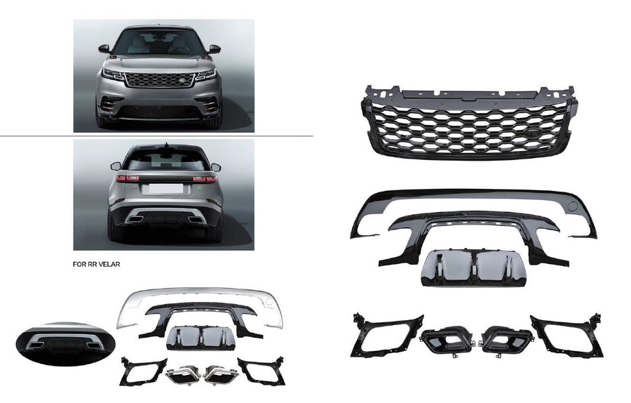 Buy Now RANGE ROVER VELAR 2017+ REAR BUMPER KIT and upgrade car parts from SIR Tuning at the Best Price. Headlights, Tail lights, Bodykits, Navigations, body kit and more - Fast & Free Shipping within Europe, US & Worldwide.