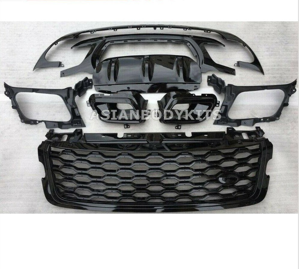 BLACK REAR DIFFUSER WITH EXHAUST TIPS AND FRONT GRILLE for LAND ROVER RANGE ROVER VELAR L560 SUV 2018 - 2023