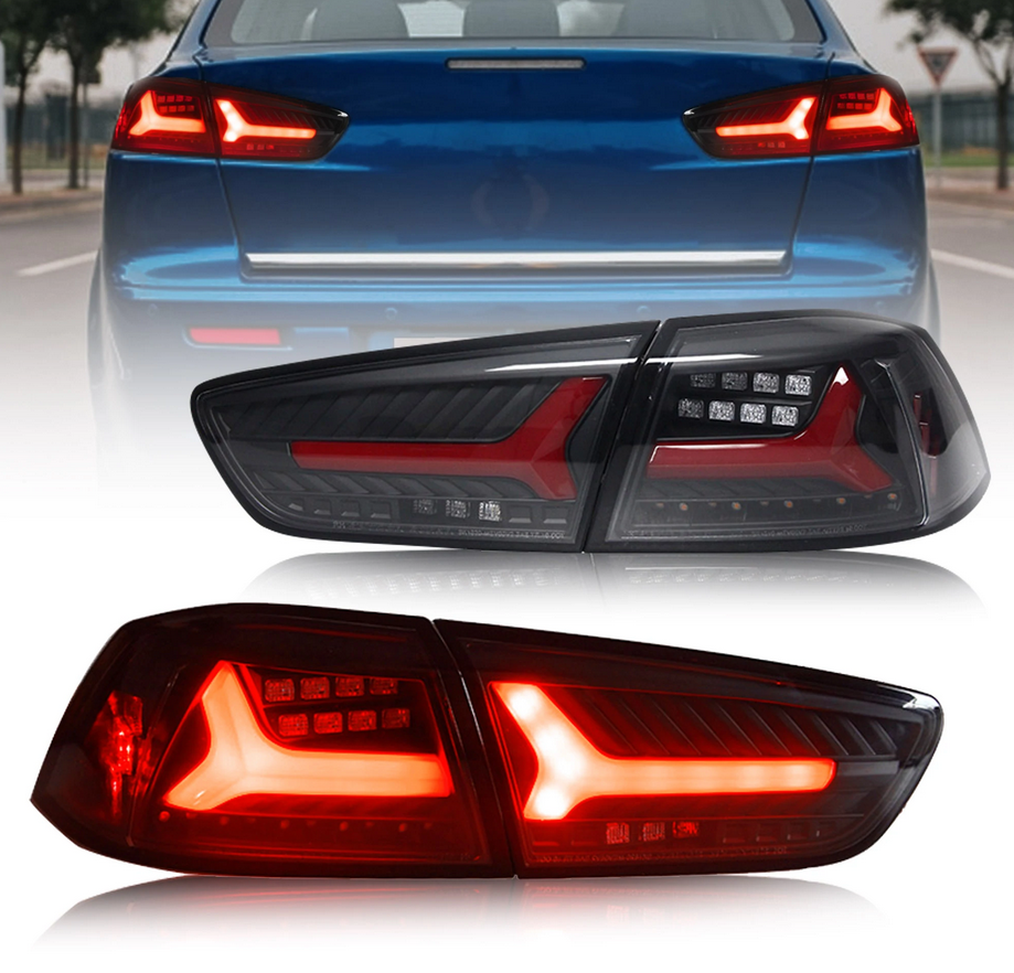 Vland Carlamp LED Tail Lights For Mitsubishi Lancer EVO X 2008-2018 With Sequential Turn Signal