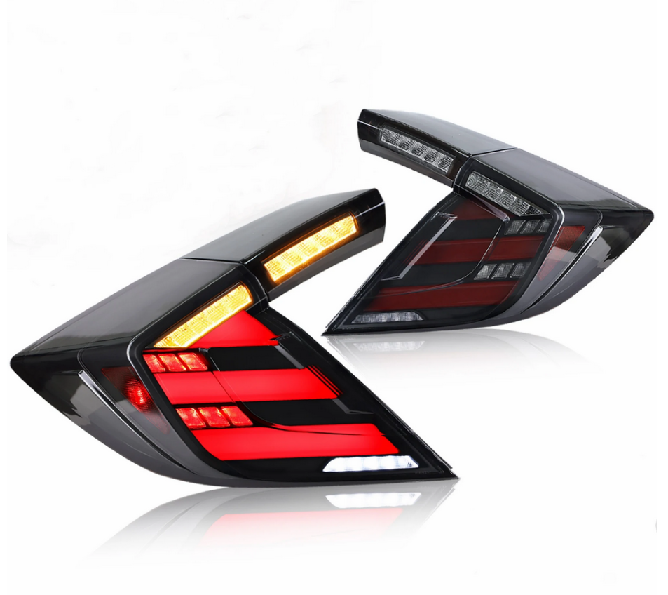 16-21 Honda Civic 10th Gen Hatchback and Type R Vland LED Tail Lights with Amber Turn Signal