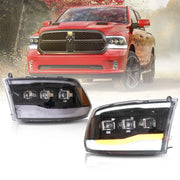 09-18 Dodge Ram 4th Gen 1500 2500 3500 Vland LED Matrix Projector HeadLights Black [E-mark]