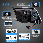 09-18 Dodge Ram 4th Gen 1500 2500 3500 Vland LED Matrix Projector HeadLights Black [E-mark]