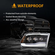 09-18 Dodge Ram 4th Gen 1500 2500 3500 Vland LED Matrix Projector HeadLights Black [E-mark]