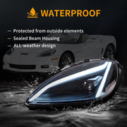 05-13 Chevrolet Corvette C6 6th Gen EU Vland LED Dual Beam Projector Headlights Black [C8 STYLE]