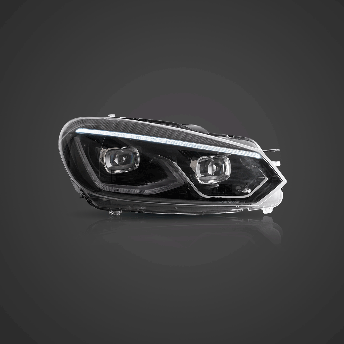 08-14 VW Golf Mk6 Vland LED Dual Beam Projector Aftermarket Headlights Black[E-mark]