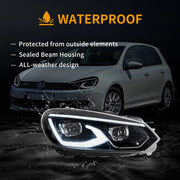 08-14 VW Golf Mk6 Vland LED Dual Beam Projector Aftermarket Headlights Black[E-mark]