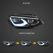 14-17 VW Golf MK7 Hatchback Vland LED Aftermarket Headlights Black [E-mark]