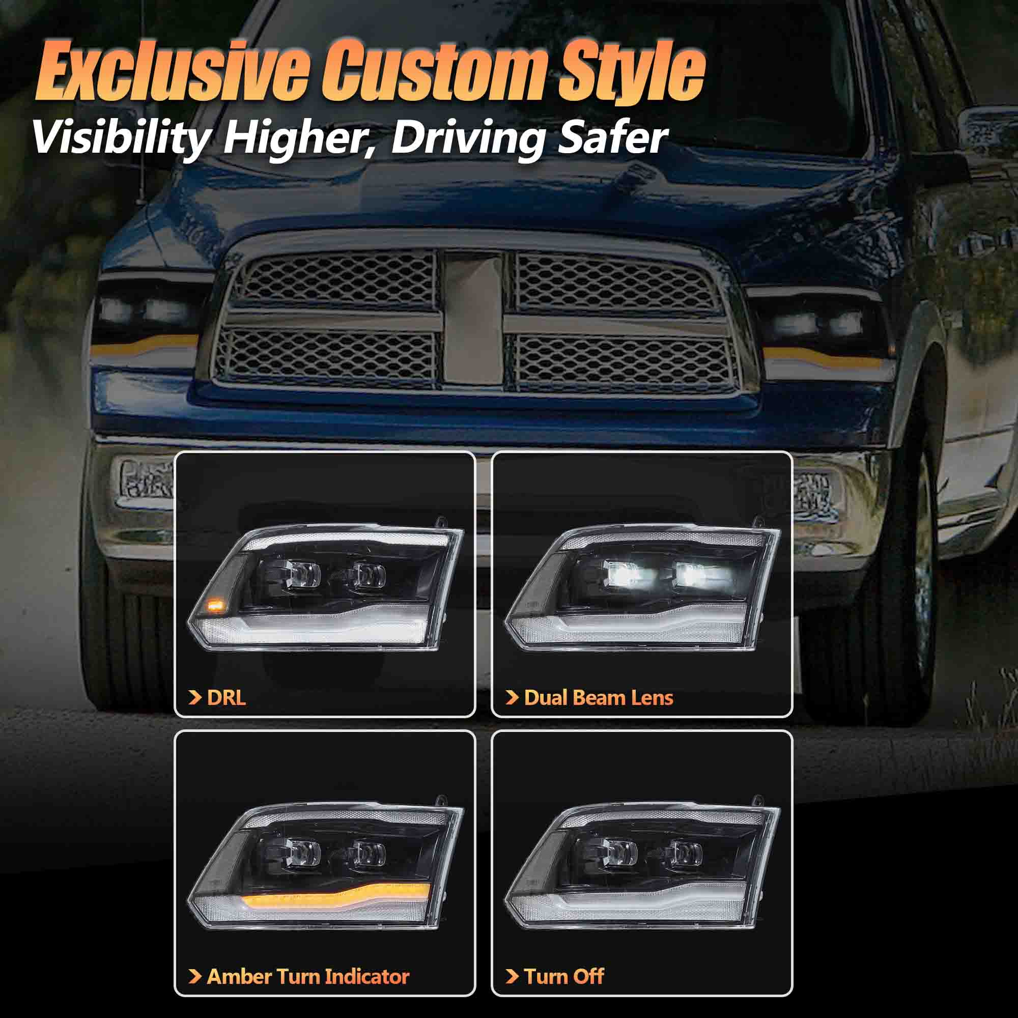 VLAND LED Headlights For 2009-2018 RAM 1500 2500 3500