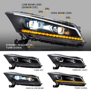 Vland Carlamp Dual Beam Headlights For Honda Accord 2008-2012
